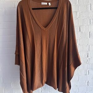 Masai Size L V-Neck Poncho Sweater- Copper